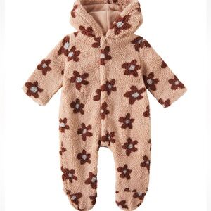 Rylee + Cru Fleece Jumpsuit in Pink Daisy, size 0-3 months